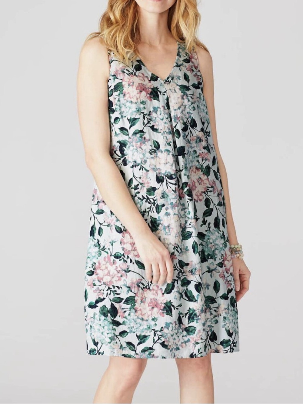 J.Jill Love Linen Floral 100% Linen Sleeveless Dress Petite Small PS